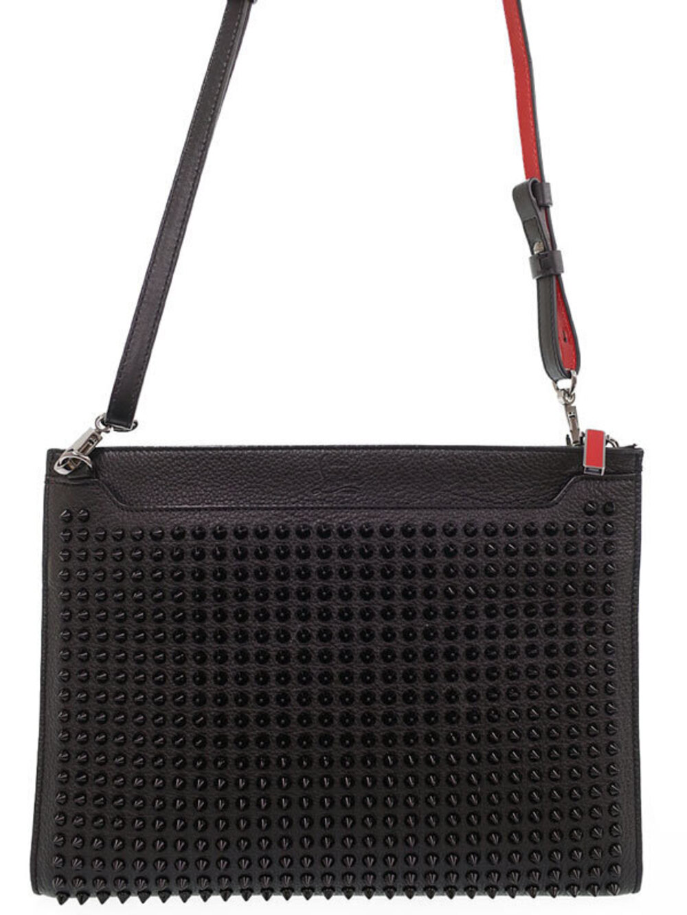 Christian Louboutin Sky Pouch Clutch Spike Studs Clutch Bag Black